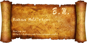 Baksa Márton névjegykártya